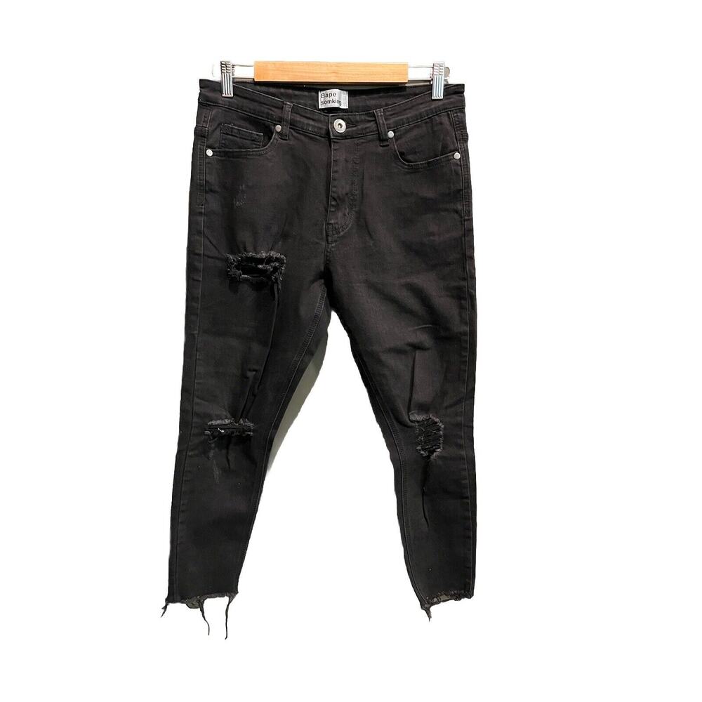 Bape Somking Black Skinny Distressed‎ Women's Jeans Size S